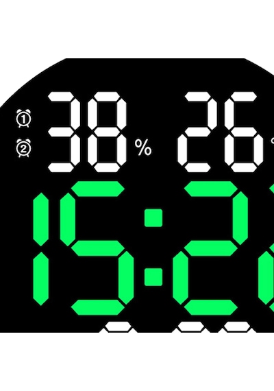 Suntek LED Elektronik Saat Ev Dekorasyon Mağazası İçin Uzaktan Kumandalı Duvar Saati Yeşil