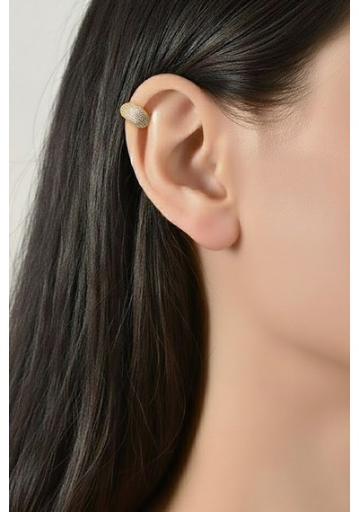 Zirkon Taşlı Kalın Halka Earcuff Gold, Sıkıştırmalı, Anti Alerjik Kıkırdak Küpe çok renkli