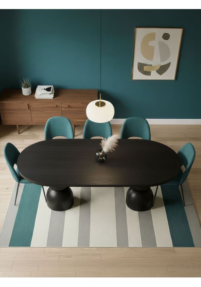 Orbis Oval Ahşap Yemek Masası 100x200 Siyah