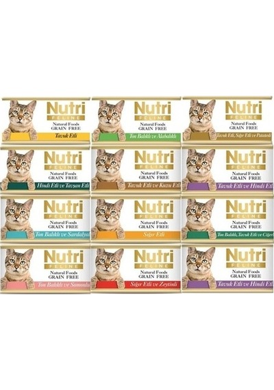Nutri Feline Tahılsız Karışık Konserve Yetişkin Kedi Maması 24 x 85 G Nutri Feline Tahılsız Karışık Konserve Yetişkin Kedi Maması 24 x 85 G