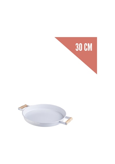 Kitchen Trend 3 Lü 45beyaz, 37kırmızı, 30beyaz Ahşap Kulplu Metal Tepsi Sunum Tepsi Seti