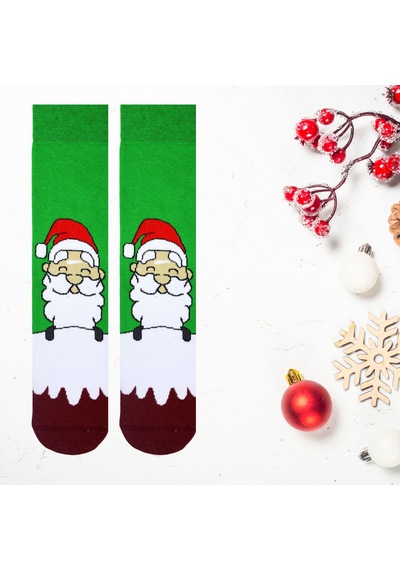 Carnaval Socks Havlu Yeşil Noel Baba Desenli Çorap Çok Renkli