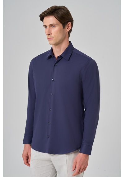 Morven Erkek Lacivert Slim Fit Sert Yaka Gömlek 26mc004003200 Lacivert