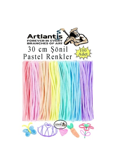 Şönil Pastel Renkler 30 Cm 100 Lü 1 Paket Pastel Renkli Tüylü Tel Peluş Tel 30 Cm Elişi Okul Projeleri Süsleme Genel