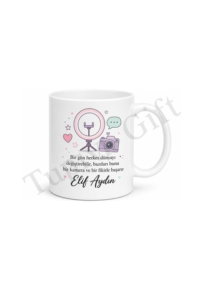 Influencer Hediyesi Kişiye Özel Baskılı Kupa Bardak Hediye Mug Beyaz / Çok Renkli