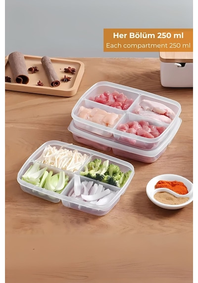 4 Bölmeli Buzdolabı Organizeri 1 Lt, Friz Düzenleyici Desenli