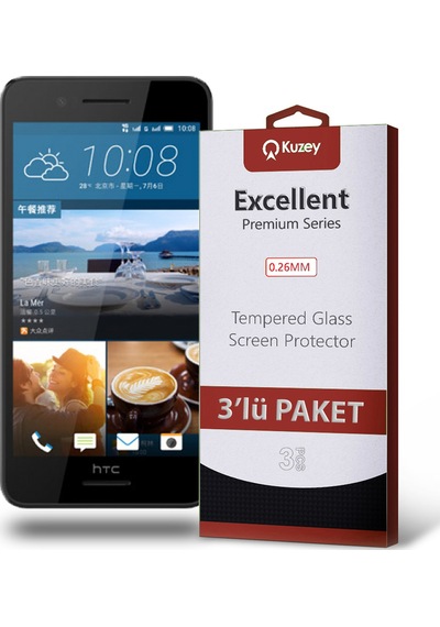 HTC Desire 728 ile Uyumlu Kırılmaz Cam Ekran Koruyucu Ekonomik 3'lü Paket