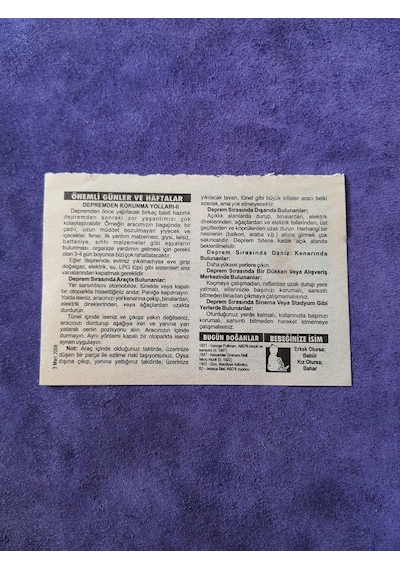 3 Mart 2008 Takvim Yaprağı - Nostaljik Koleksiyonluk Takvim Yaprağı
