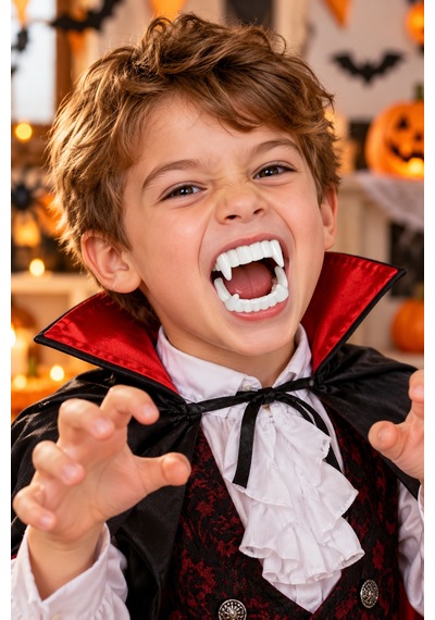Halloween Cadılar Bayramı Çocuk Vampir Dişi Tekli Paket Kostüm Parti Aksesuarı Beyaz Sivri Diş