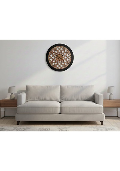 Nexus Modern Ahşap Duvar Saati Dekorasyon 45 Cm Siyah Ceviz Renk Ceviz Siyah