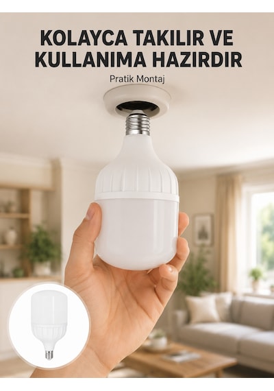 Acil Durumlara Uygun Şarjlı Torch Led Ampul 30 Watt Yeni Nesil - Lisinya