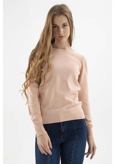 Fashion Friends Kadın Bisiklet Yaka Kazak 23k0245k1 Pudra