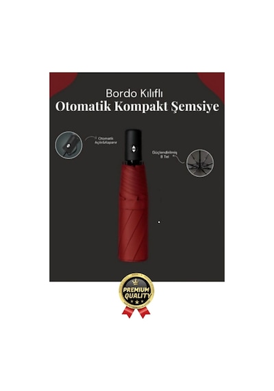 Svein Özel Üretim Rüzgara Dayanıklı Su Geçirmez Konforlu Sağlam 8 Telli Kılıflı Otomatik Kompakt Şemsiye Çok Renkli