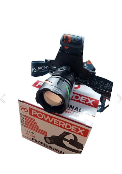 Powerdex Profesyonel Şarj Edilebilir Pilli Kamp Kafa Lambası Feneri Siyah