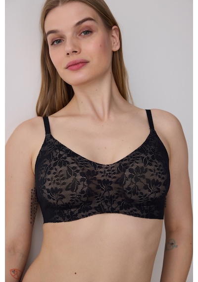 Penti Tattoo Effect Lace Invisible Bonding Siyah Sütyen