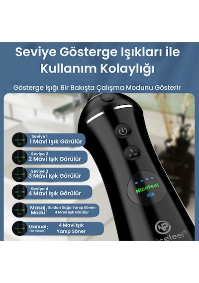 NPO Nicefeel FC1596 Taşınabilir Şarjlı Masajlı Diş Teli /Protez Bakım Profesyonel Ağız Duşu