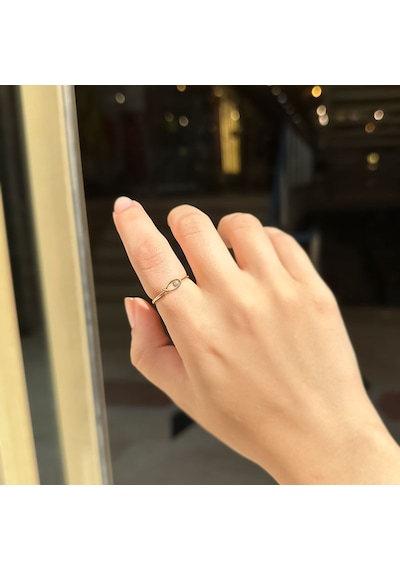 14k Altın Mavi Taşlı Balık Yüzük