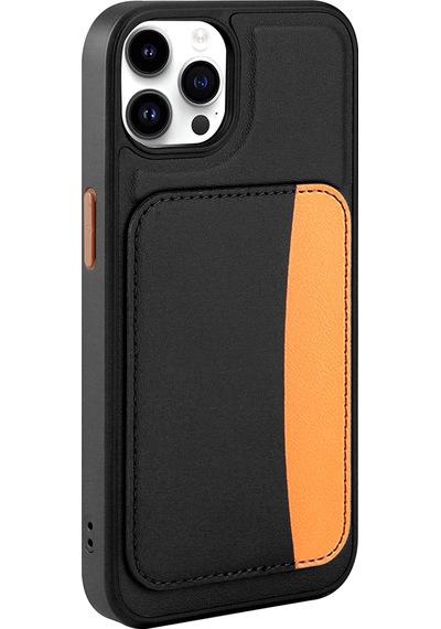 Apple Uyumlu iPhone 14 Pro Max Kılıf Kartlıklı Zore X-kart Silikon Kapak - Turuncu Turuncu