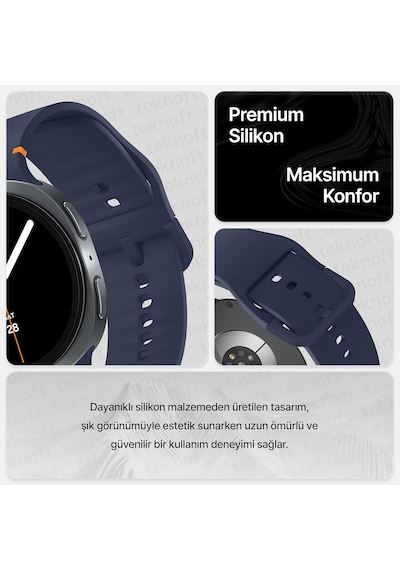Samsung Galaxy Watch 9/8 40mm/44mm Ve Watch 8 Classic 46mm İle Uyumlu Konforlu Ve Yumuşak Silikon Kordon Lacivert Çok Renkli