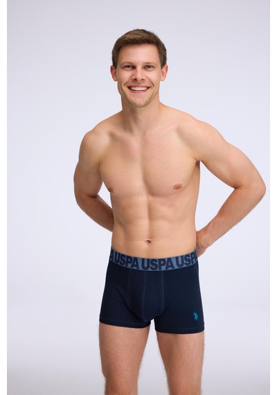 U.S. Polo Assn. Erkek Lacivert - Saks - Sarı 3 Lü Boxer Lacivert