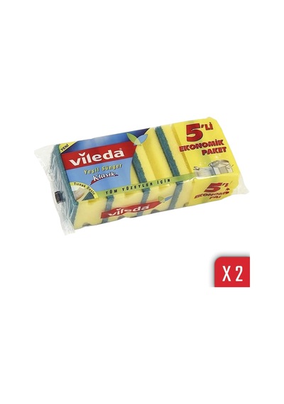 Vileda Yeşil Klasik Oluklu Bulaşık Süngeri 2 x 5'li