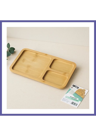Bezos 3 Bölmeli Dikdörtgen Bambu Servis Tepsisi 24.8x13.8x1.4 Cm Nıda
