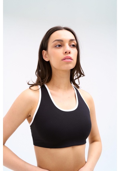 Normal People Aısa - Spor Bra / Şeftali Dokulu Peach Skin Kumaş Siyah