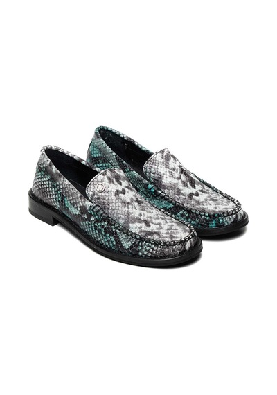 Bestello Bağcıksız Neolit Taban Loafer 101-mng-14 Kadın Ayakkabı Yesıl Yılan