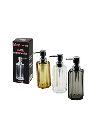Şeffaf Renkli Akrilik Sabunluk Uzun Sekizgen 200ml Modern Tasarım 000 Açık Krem