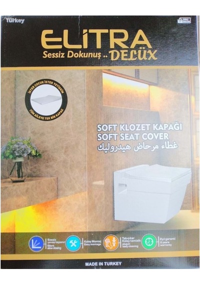 Elitra Delux Kare Yavaş Kapanan Amortisörlü Klozet Kapağı
