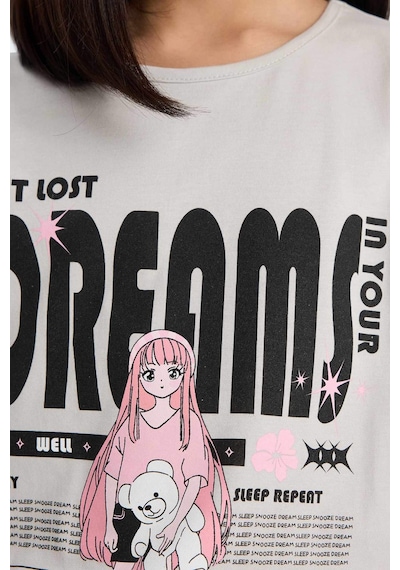 DeFacto Kız Çocuk Pijama Takımı Baskılı Kısa Kollu Üst Desenli Şort E0545A825HSGR293 Gri DeFacto Kız Çocuk Pijama Takımı Baskılı Kısa Kollu Üst Desenli Şort E0545A825HSGR293 Gri