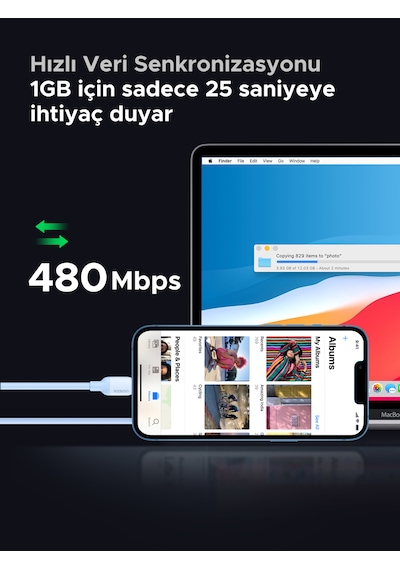 Ugreen Type-c To Lightning 3a Pd Mfi Sertifikalı Hızlı Şarj Ka...