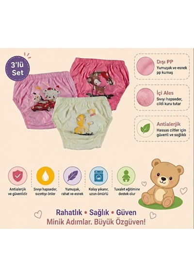 Y&d Co. Tuvalet Alıştırma Külodu Kız Çocuk 3'lü Set 2 Yaş