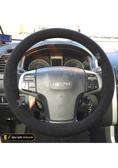 Isuzu Mu-x Dikme Direksiyon Kılıfı Alcantara Süet Monza Black 7 Kişilik Suv-tuşlu 2013-2017 Siyah
