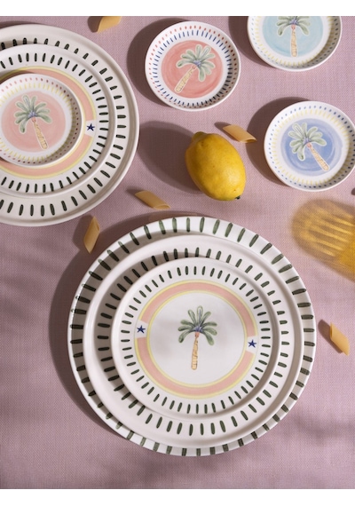 The Mia Itl0004 Italian Summer Pasta Tabağı 6lı Set 19 Cm Ekru