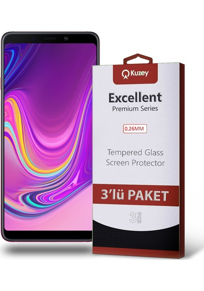 Samsung Galaxy A9 2018 ile Uyumlu Kırılmaz Cam Ekran Koruyucu Ekonomik 3'lü Paket