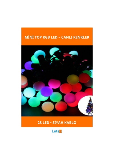 5 Metre 28 Mini Top Rgb Led Siyah Kablo Aydınlatma 1 Adet