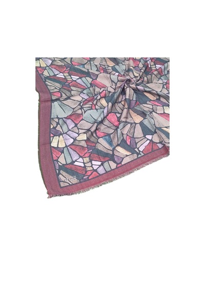 Mim Eşarp Ebruli Kışlık Desenli Eşarp 95x95 Cm Gül Kurusu - Petrol Yeşili