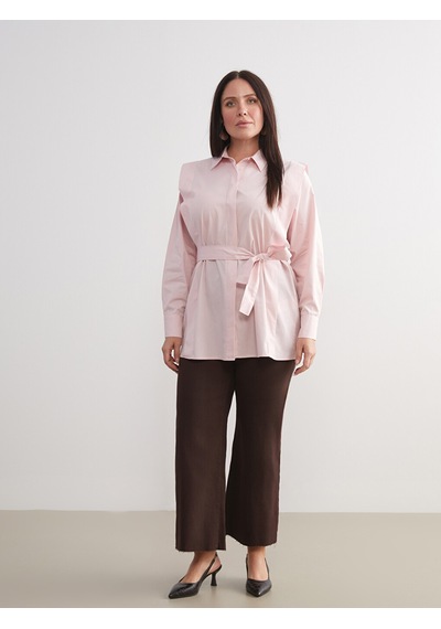 Lcwaıkıkı Classic Pembe Kuşaklı Kadın Gömlek Tunik