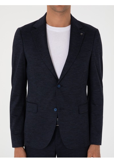 Cacharel Lacivert Slim Fit Mikro Desen Yün Karışımlı Takım Elbise