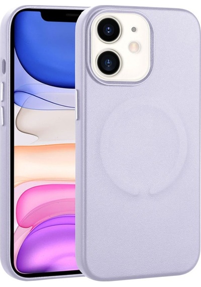 Apple Uyumlu iPhone 11 Kılıf Pu Deri M-safe Wireless Şarj Özellikli Zore Derix Kapak Lila