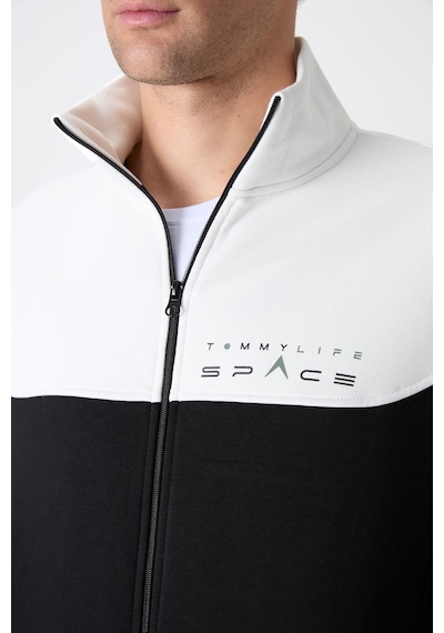 Tommy Life Siyah Dik Yaka Renk Geçişli İçi Polarlı Erkek Eşofman Takımı - 85186 Siyah
