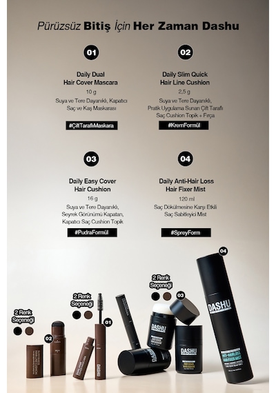 Suya Ve Tere Dayanıklı, Saç Cushion Topik + Fırça Dashu Daily Slim Quick Hair Line Cushion Black