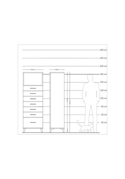 Kronos Dolap Tek Raflı 7 Çekmeceli 60x59x182 Aytaşı-çam Aytaşı