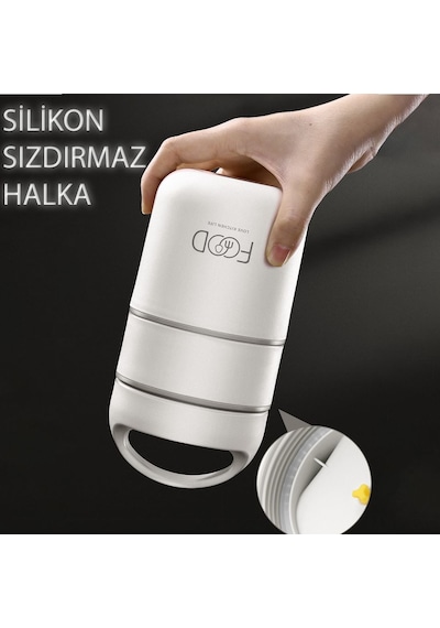 304 Çelik Çift Katlı Yemek Mama Saklama Termosu cin416by 680 ML Beyaz