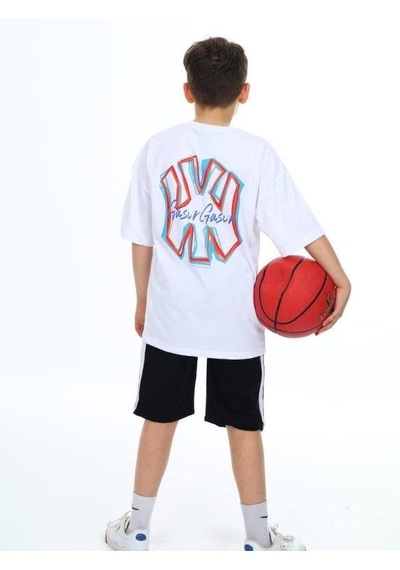 Ekkokids Erkek Çocuk Ny Baskılı Tshirt-14541 Beyaz