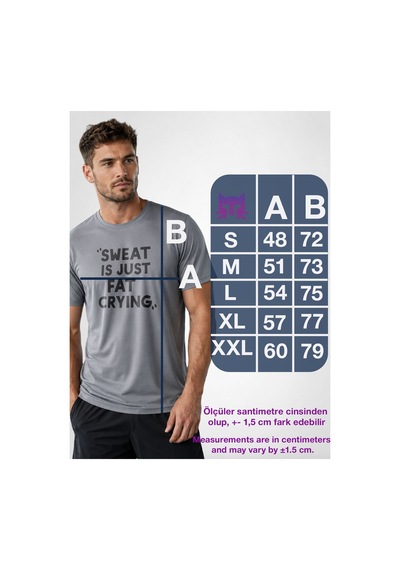 North Whiskers Sweat Is Just Fat Crying Baskılı Spor Tişört, Dry Touch Nefes Alabilir Koşu Tişörtü Gri - 888961856 Gri - 888961856 Gri