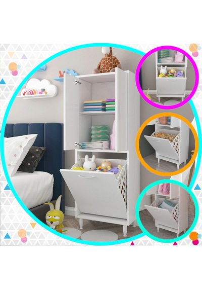 Alkurhome Modilayn Loretta New 50X140 Cm Oyuncak Dolabı, Düzenleyici Çamaş Beyaz