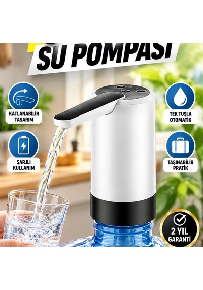 Otomatik Şarjlı Damacana Su Pompası Katlanabilir Ve Taşınabilir Tasarım Renkli