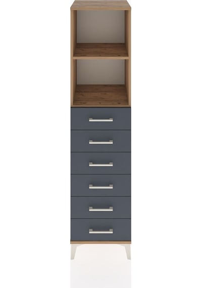 Hyperion Dolap 2 Raflı 6 Çekmeceli 44x44x182 Çam-antrasit Çam